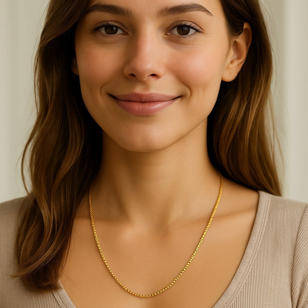 Sterling Silver Yellow Gold Plated Classic Box Chain (1.10 mm)