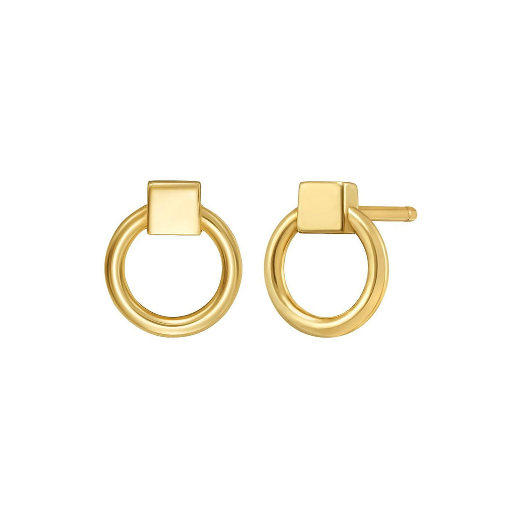 14K Yellow Gold Open Circle Stud Earrings