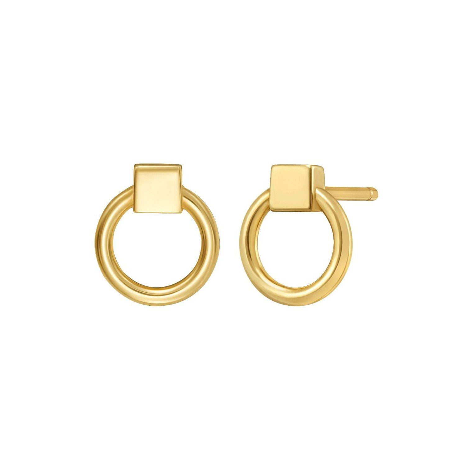 14K Yellow Gold Open Circle Stud Earrings