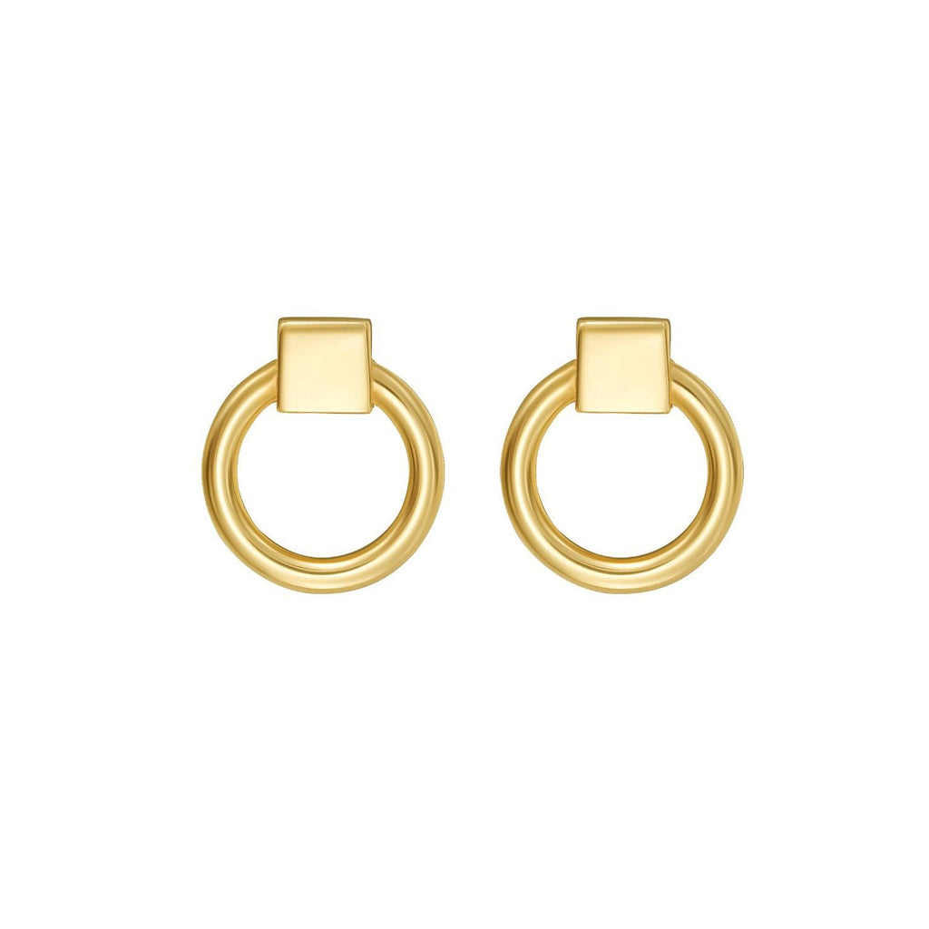 14K Yellow Gold Open Circle Stud Earrings