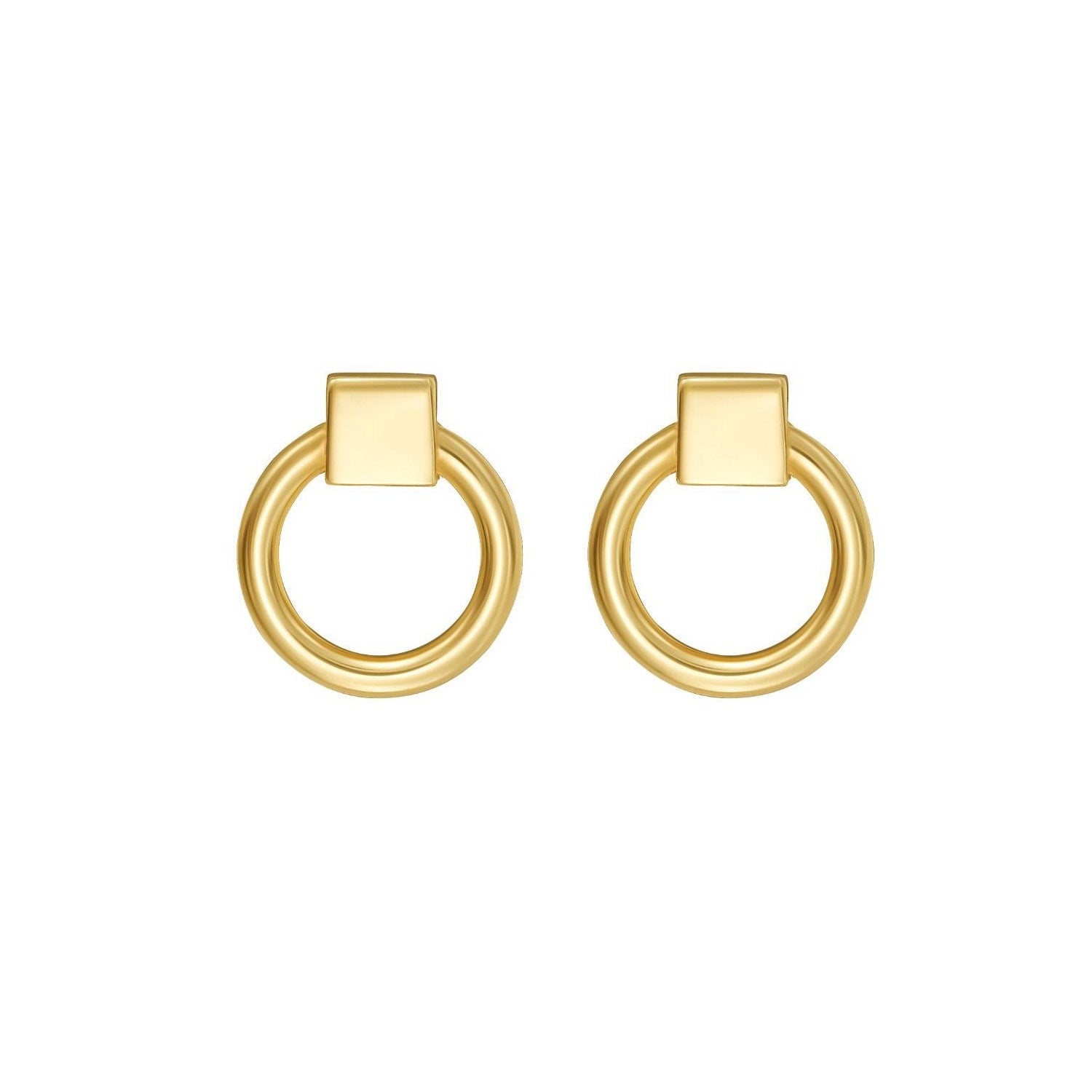 14K Yellow Gold Open Circle Stud Earrings