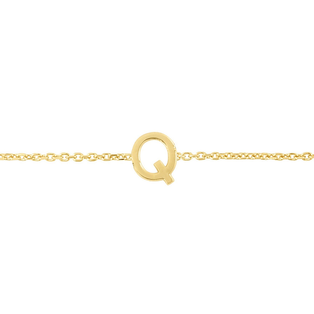 14K Yellow Gold Mini Initial Q Bracelet