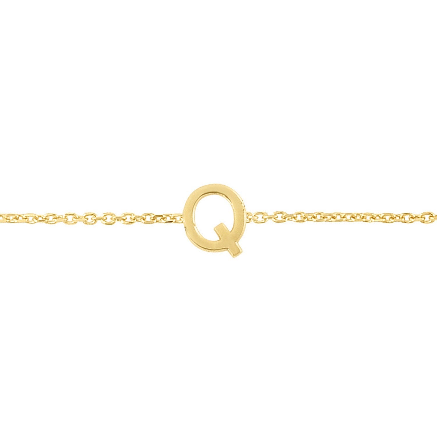 14K Yellow Gold Mini Initial Q Bracelet