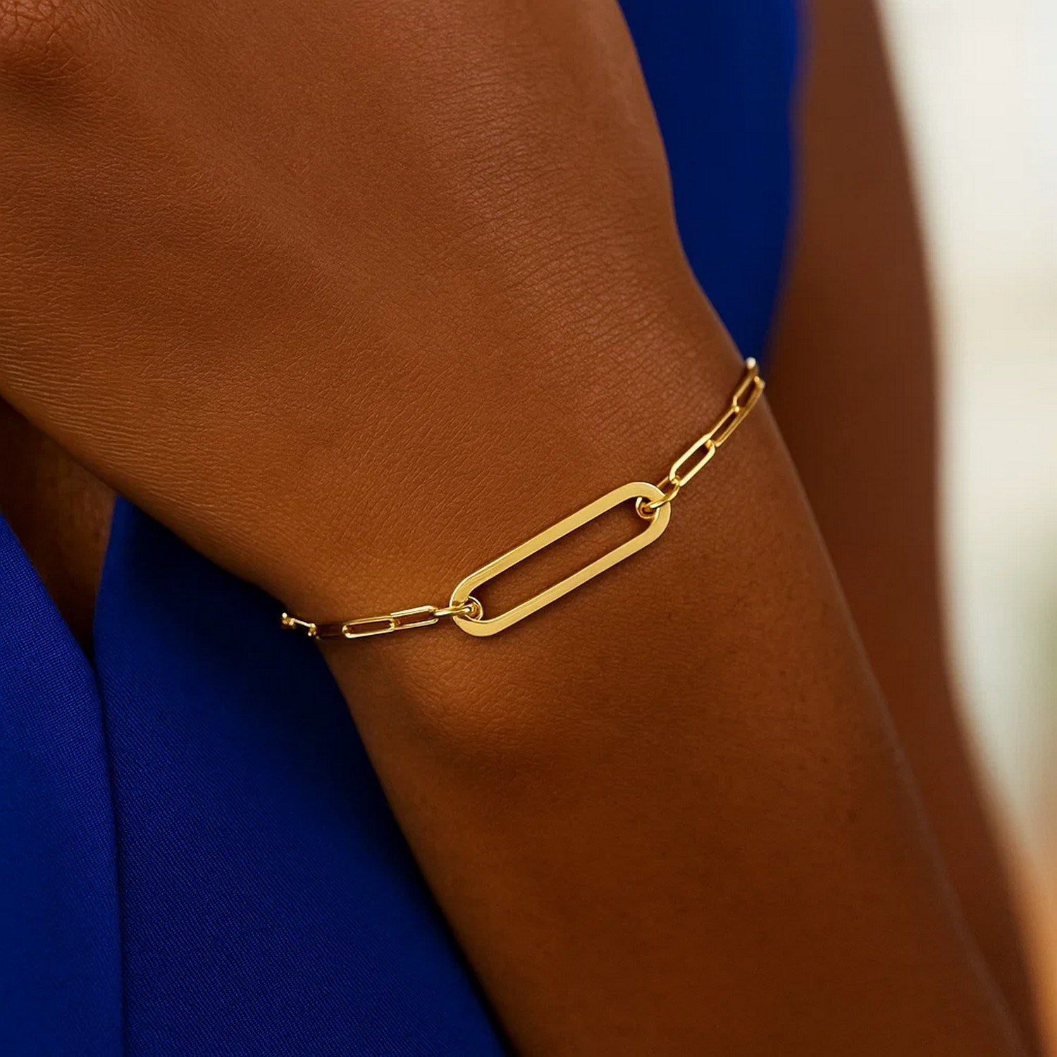 14k Yellow Gold High Polish Open Straight Paperclip Bracelet (2.10 mm)