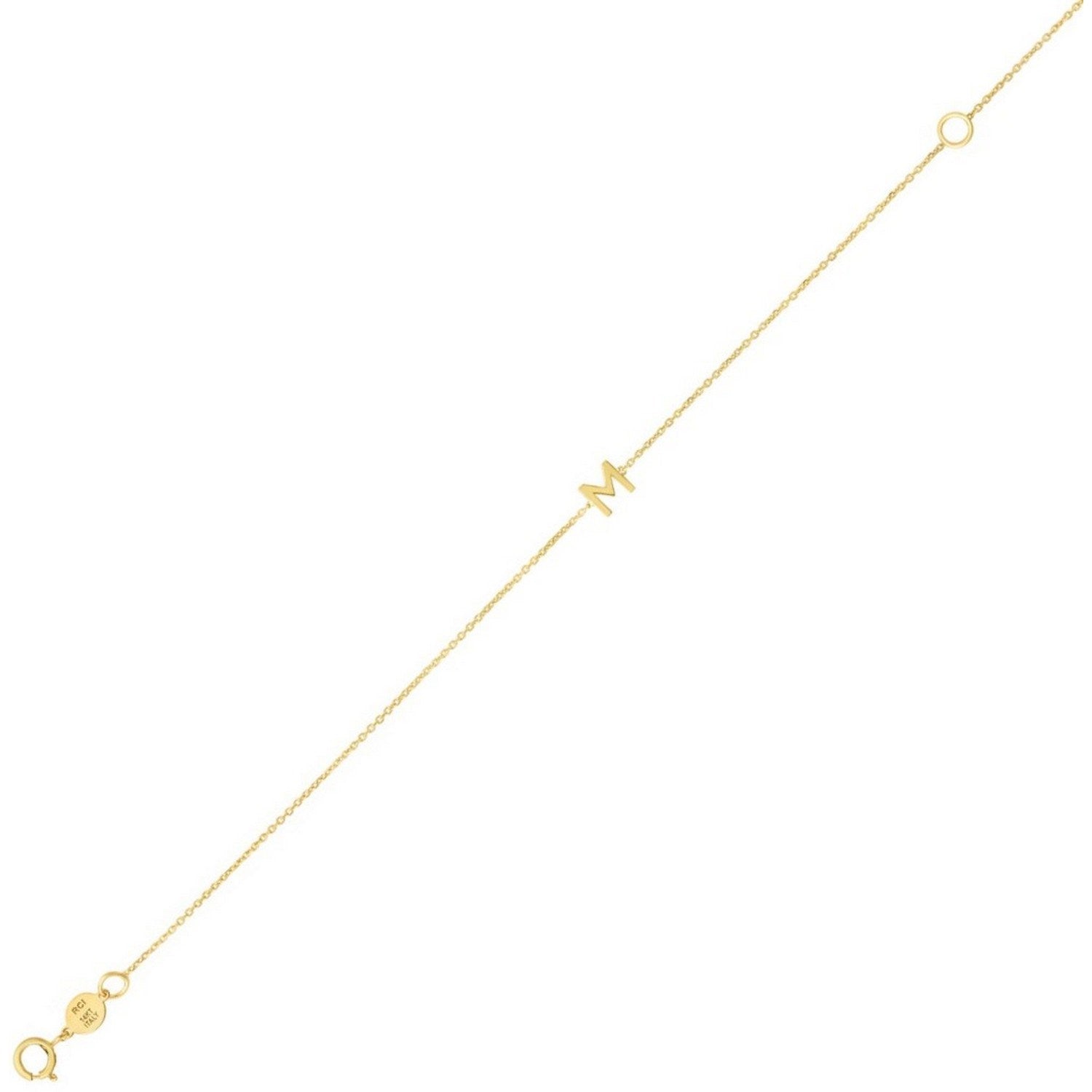 14K Yellow Gold Mini Initial M Bracelet