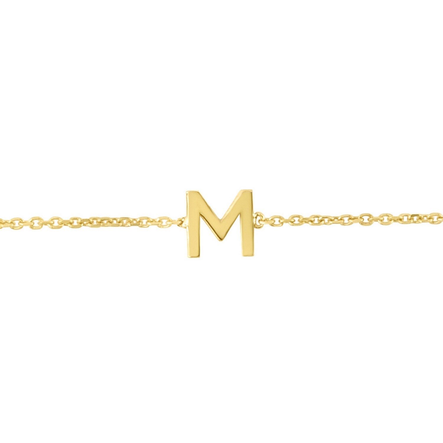 14K Yellow Gold Mini Initial M Bracelet