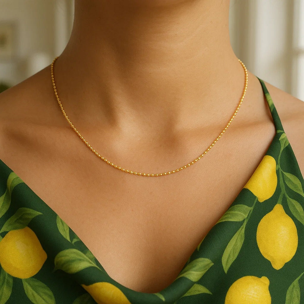 14k Yellow Gold Diamond Cut Bead Chain (0.90 mm)