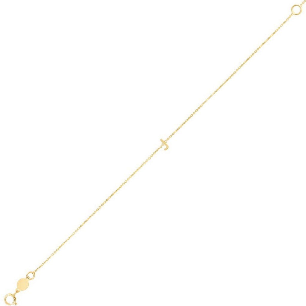 14K Yellow Gold Mini Initial J Bracelet