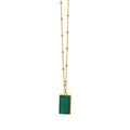 Malachite Geometric Rectangle Necklace in 14K Yellow Gold