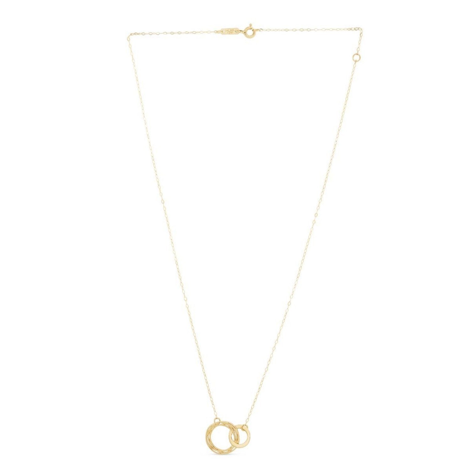 14k Yellow Gold High Polish Linked Double Circle Cutout Necklace