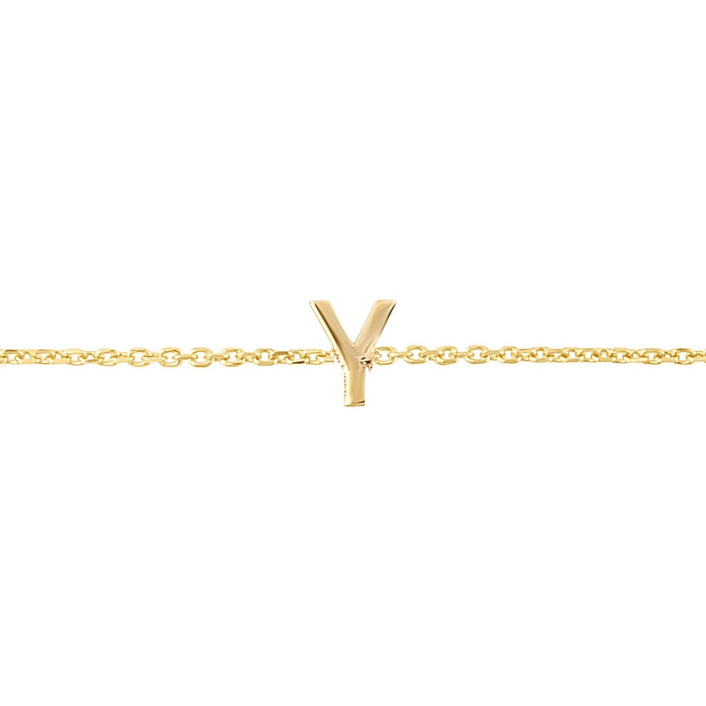14K Yellow Gold Mini Initial Y Bracelet