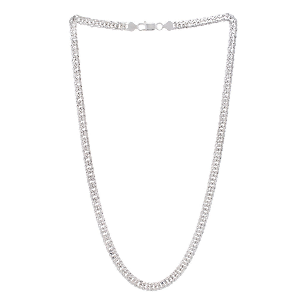 Sterling Silver Rhodium Plated Flat Miami Cuban Chain (6.70 mm)