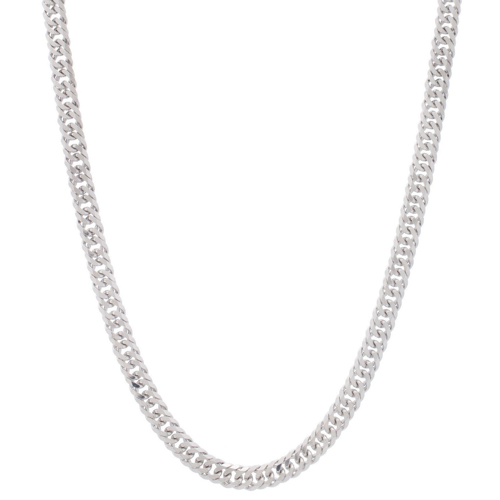 Sterling Silver Rhodium Plated Flat Miami Cuban Chain (6.70 mm)