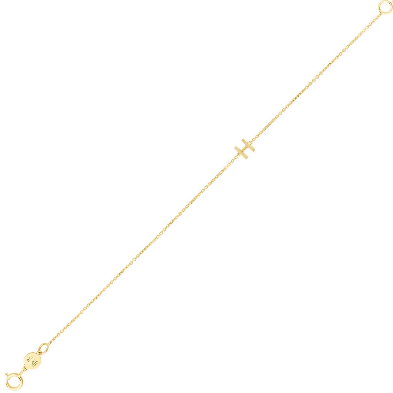 14K Yellow Gold Mini Initial H Bracelet