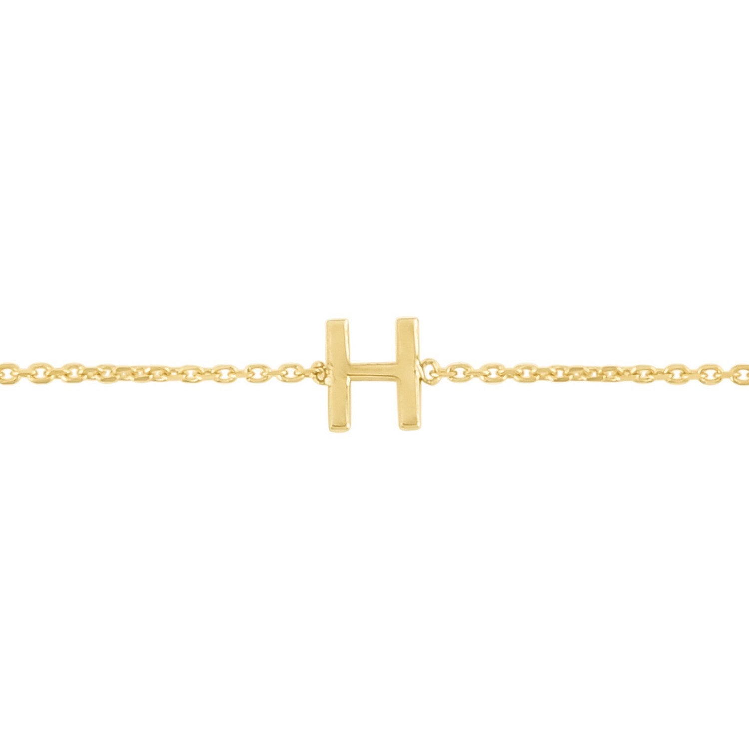 14K Yellow Gold Mini Initial H Bracelet