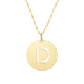 14K Yellow Gold Disc Initial D Pendant