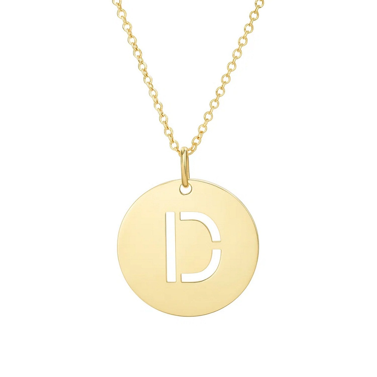 14K Yellow Gold Disc Initial D Pendant