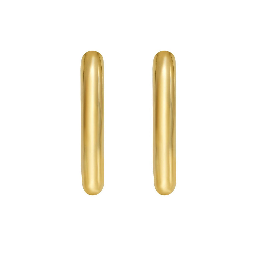 14K Yellow Gold Polished Round Hinged Hoop Earrings
