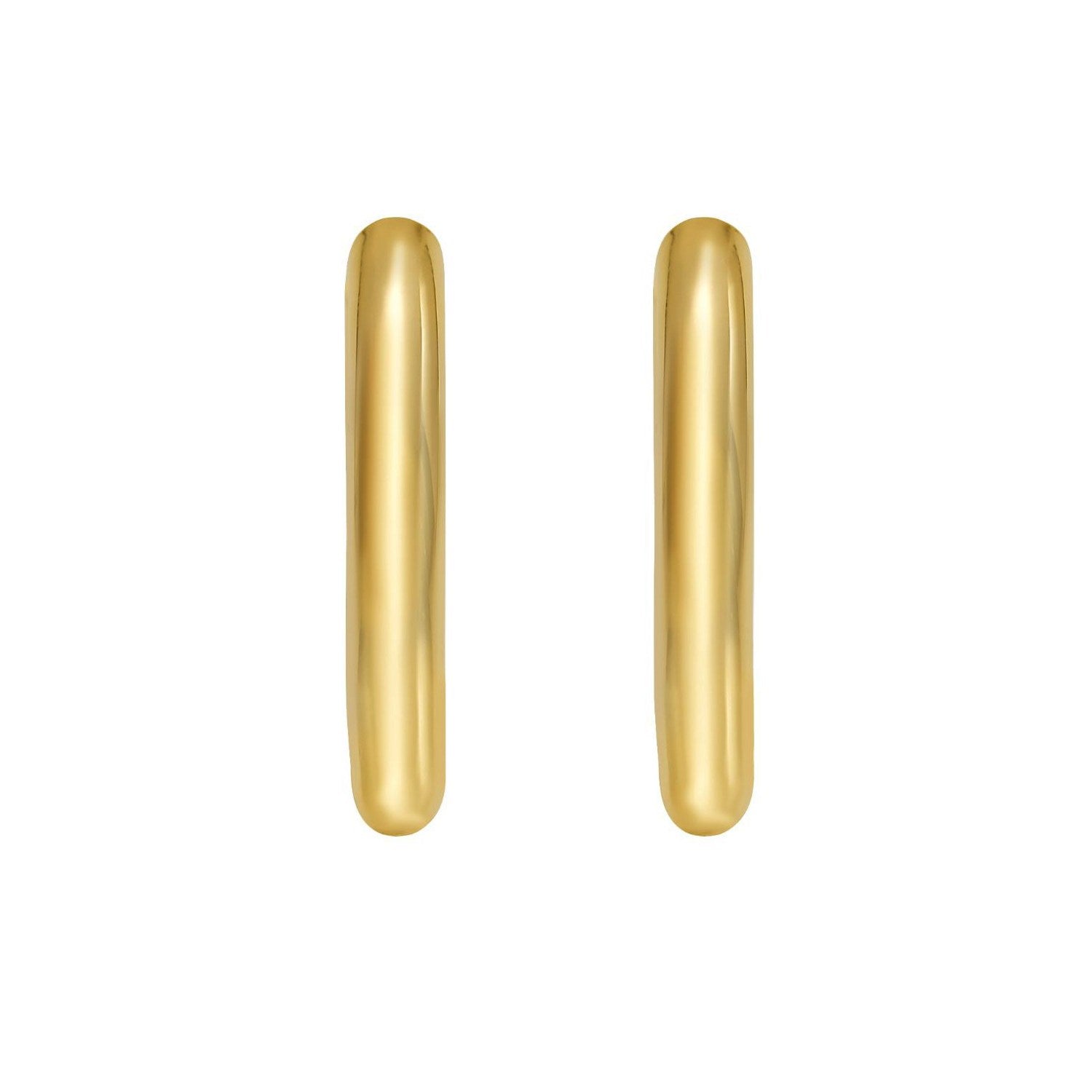 14K Yellow Gold Polished Round Hinged Hoop Earrings