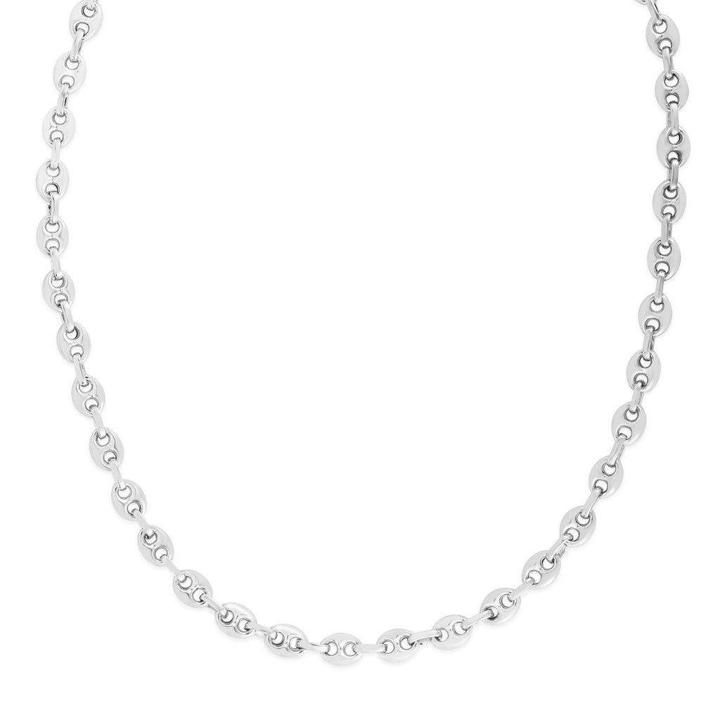 Sterling Silver Rhodium Plated Lite Puffed Mariner Chain (6.40 mm)