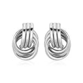 Polished Love Knot Earrings with Interlocking Rings in Sterling Silver(15mm)