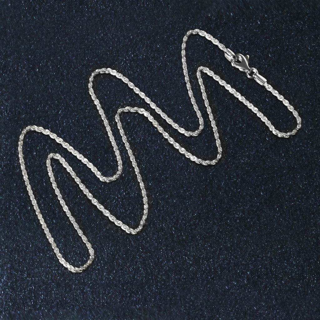 14k White Gold Solid Diamond Cut Rope Chain (1.40 mm)