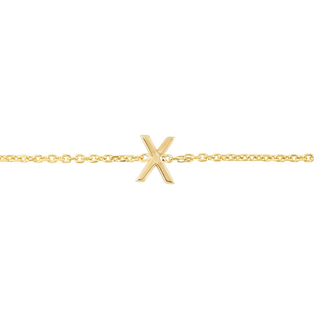 14K Yellow Gold Mini Initial X Bracelet