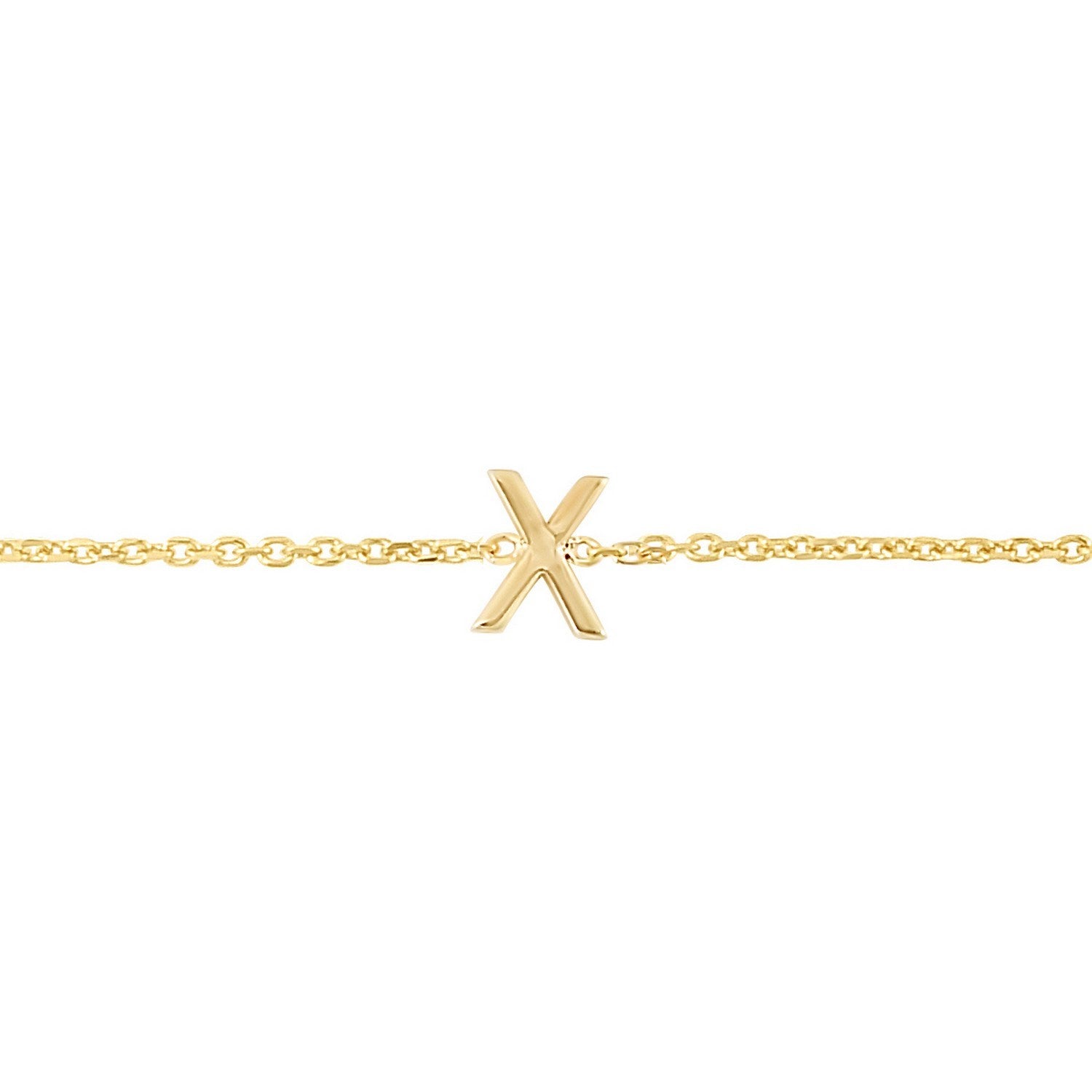 14K Yellow Gold Mini Initial X Bracelet
