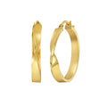 14K Yellow Gold Twisted Square Tube Hoop Earrings