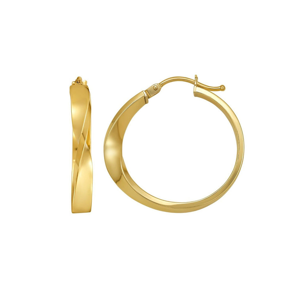 14K Yellow Gold Twisted Square Tube Hoop Earrings