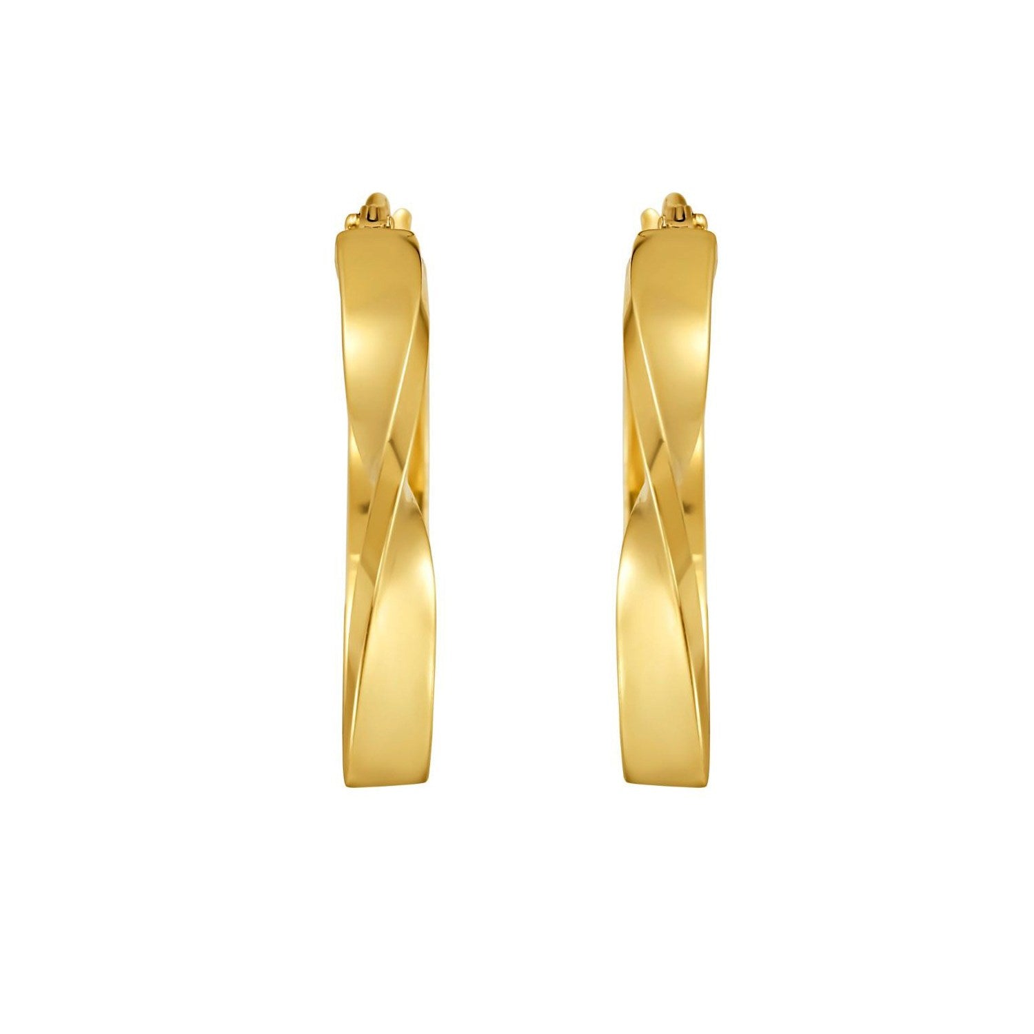 14K Yellow Gold Twisted Square Tube Hoop Earrings