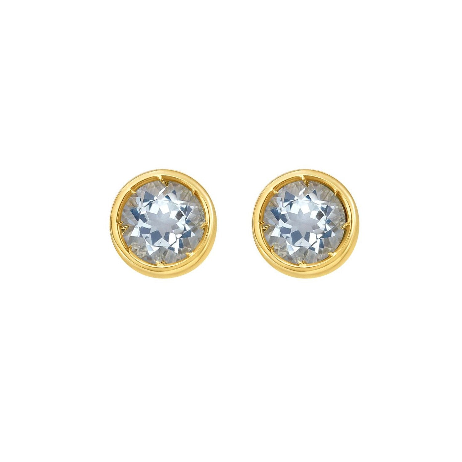 14K Yellow Gold Aquamarine Birthstone Earrings