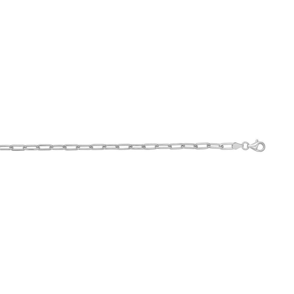 Sterling Silver Rhodium Plated Round Link Paperclip Chain (5.20 mm)