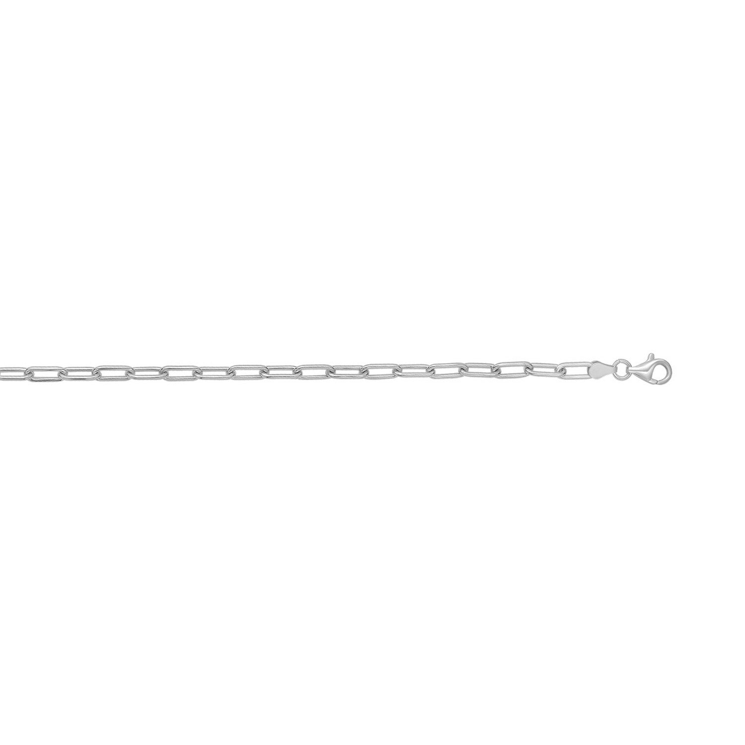 Sterling Silver Rhodium Plated Round Link Paperclip Chain (5.20 mm)