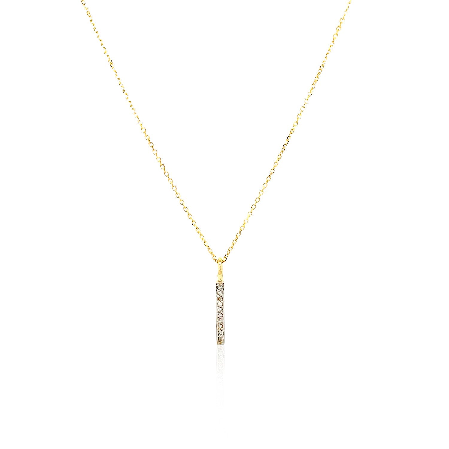 14k Yellow Gold Bar Pendant with Diamonds