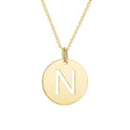 14K Yellow Gold Disc Initial N Pendant