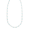 Sterling Silver Rhodium Plated Blue Enamel Hearts Necklace