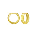 14K Yellow Gold Checkerboard Huggie Hoop Earrings