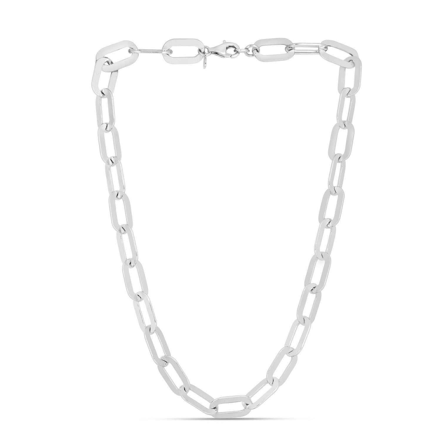 Sterling Silver Rhodium Plated Italian Link Paperclip Chain (10.30 mm)