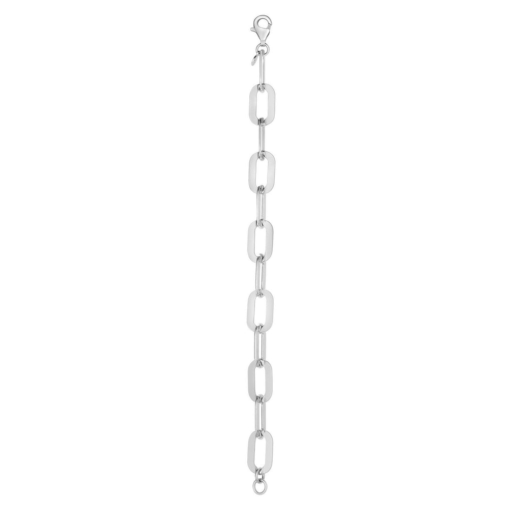 Sterling Silver Rhodium Plated Italian Link Paperclip Chain (10.30 mm)
