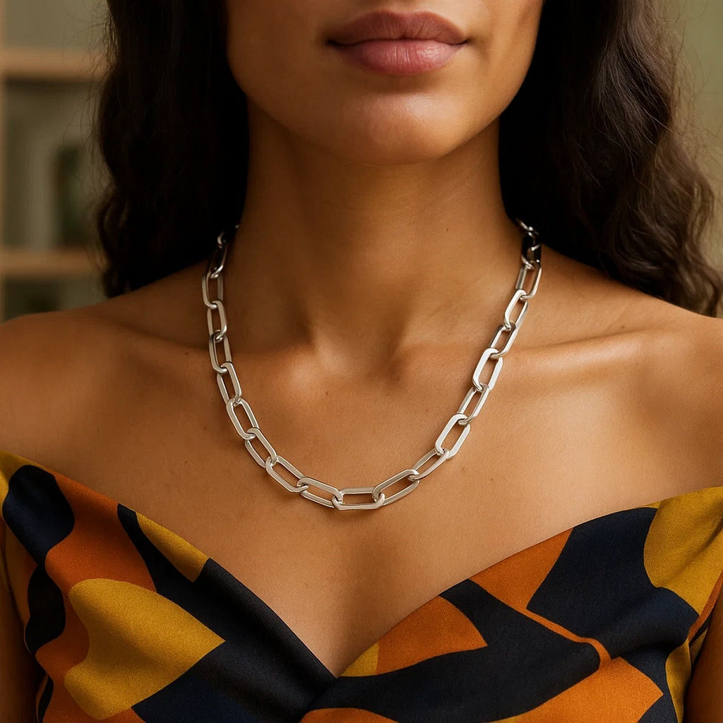 Sterling Silver Rhodium Plated Italian Link Paperclip Chain (10.30 mm)