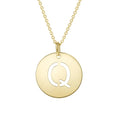 14K Yellow Gold Disc Initial Q Pendant