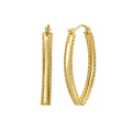 14K Yellow Gold Large Diamond Cut Marquise Hoop Earrings