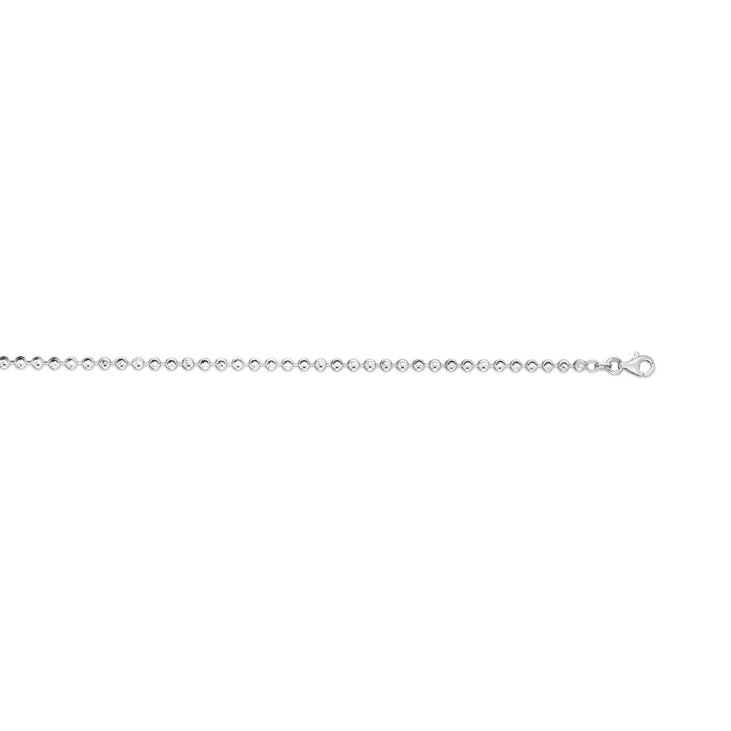 Sterling Silver Rhodium Plated Moon Cut Bead Chain (3.00 mm)