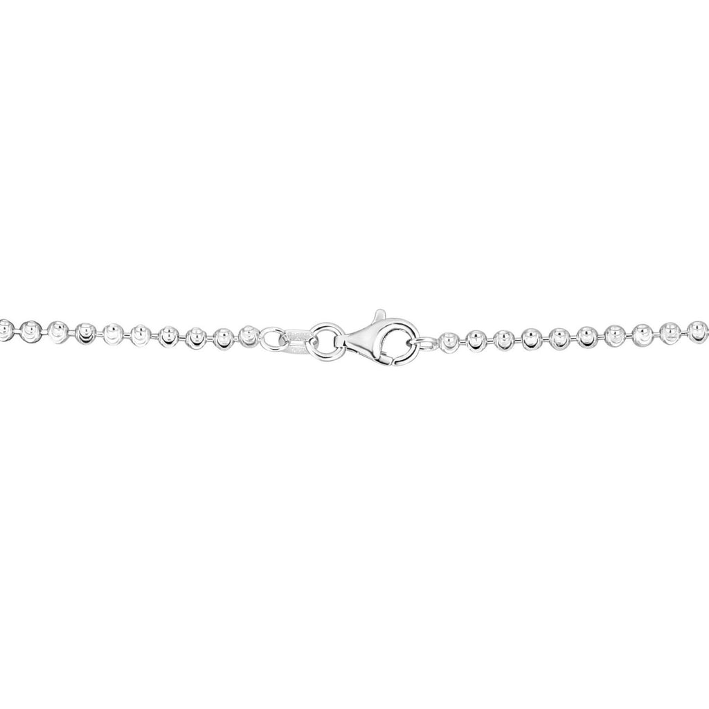 Sterling Silver Rhodium Plated Moon Cut Bead Chain (3.00 mm)