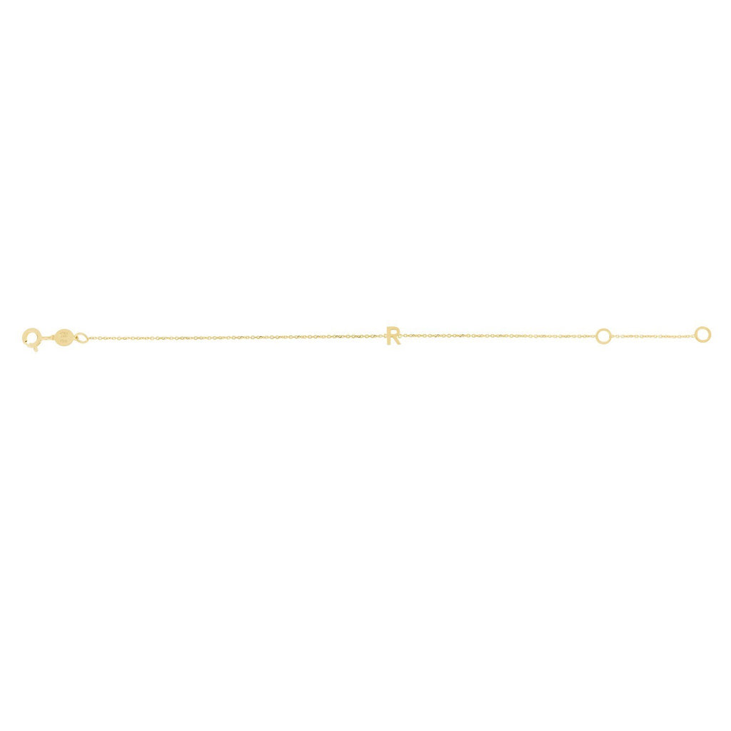 14K Yellow Gold Mini Initial R Bracelet
