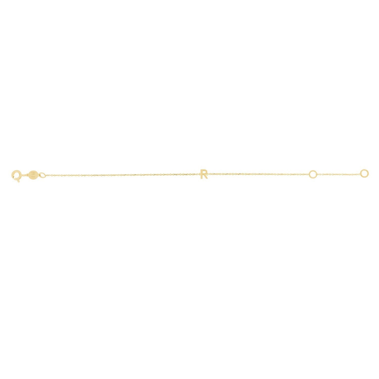 14K Yellow Gold Mini Initial R Bracelet