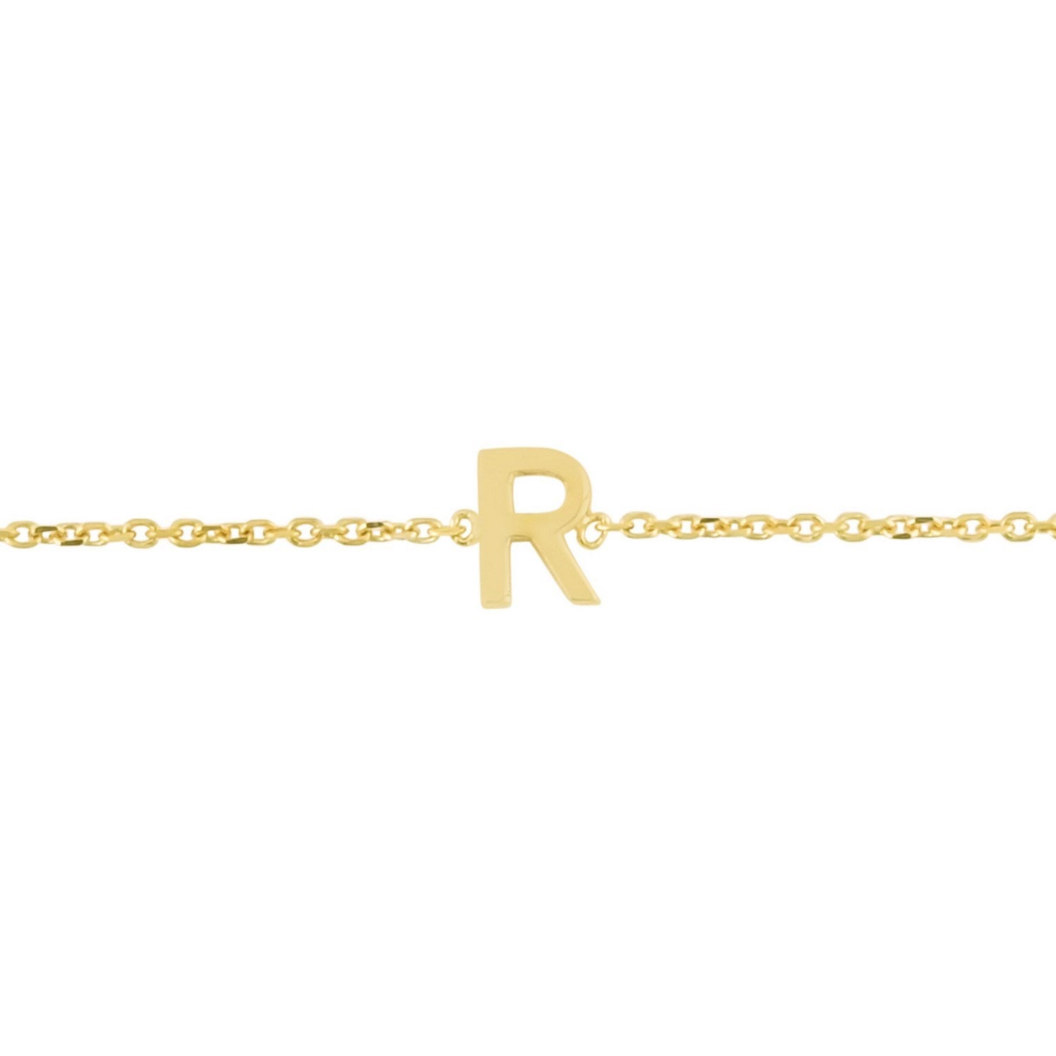 14K Yellow Gold Mini Initial R Bracelet