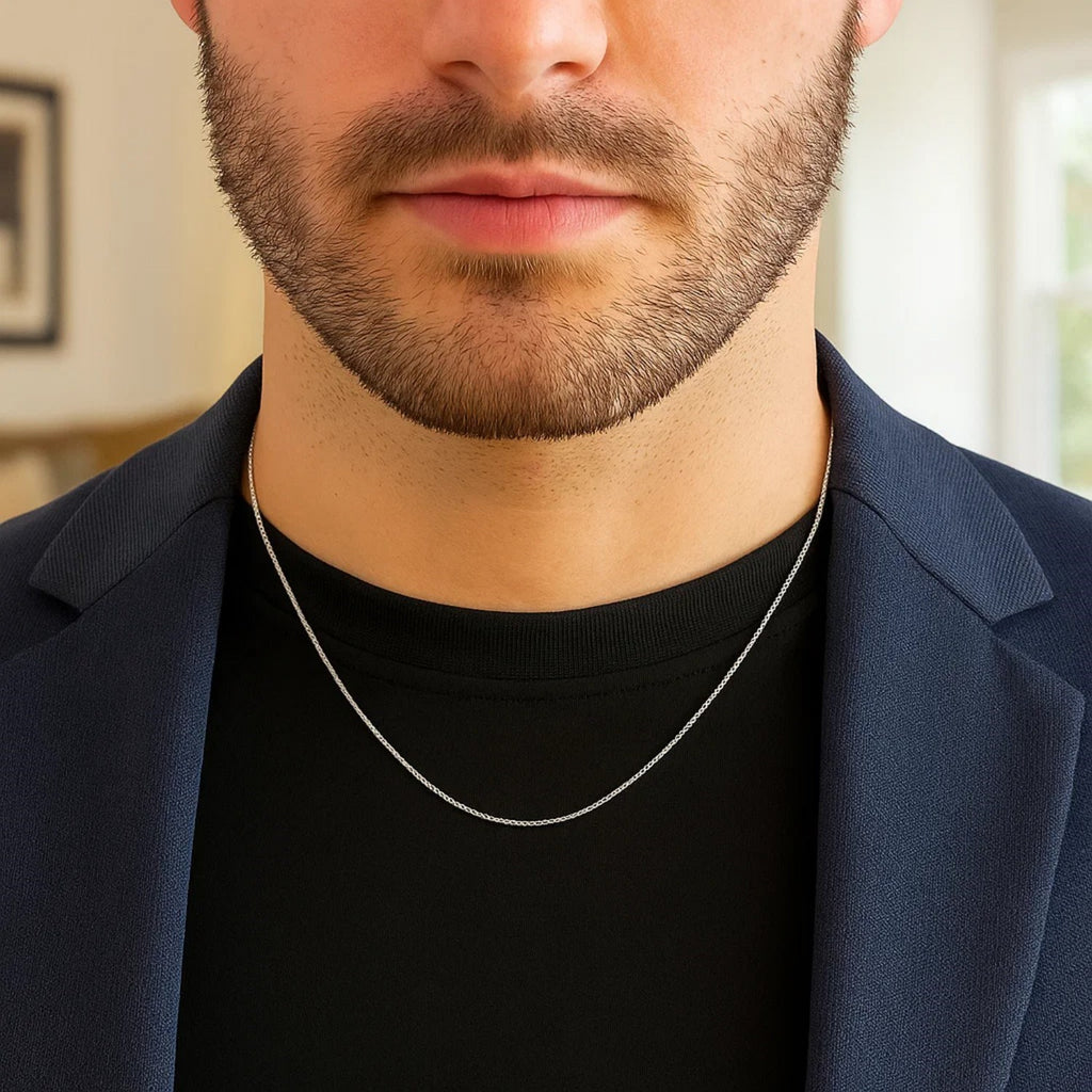 Sterling Silver Rhodium Plated Machine Rope Chain (1.06 mm)