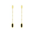 14K Yellow Gold Hexagon Onyx Drop Earrings